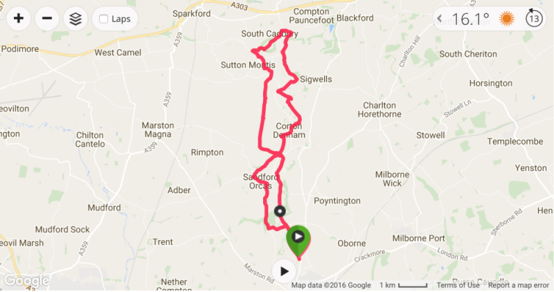 A photo of a map of the Canicross race in Dorset